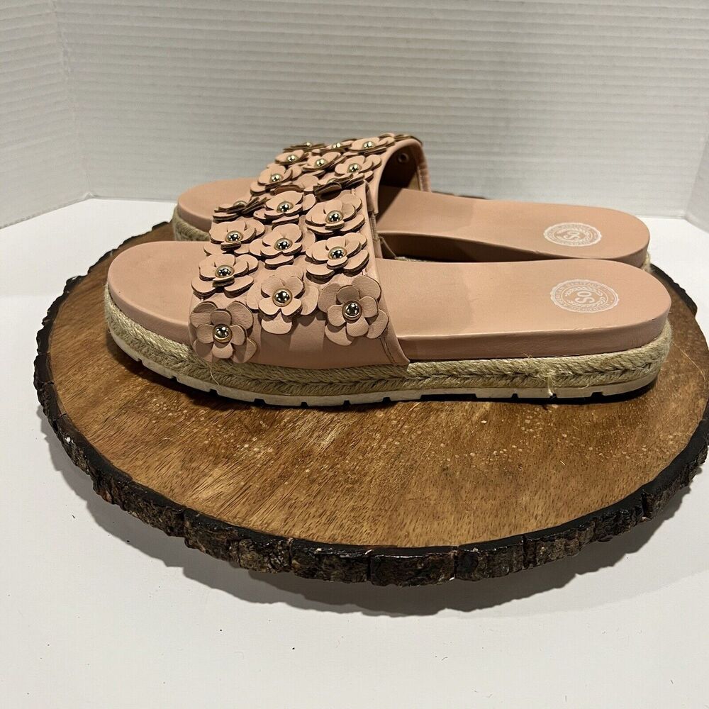 Women's Pink SO Pompane Blush Slide Sandals Floral Sz 8.5 - Picture 5 of 6